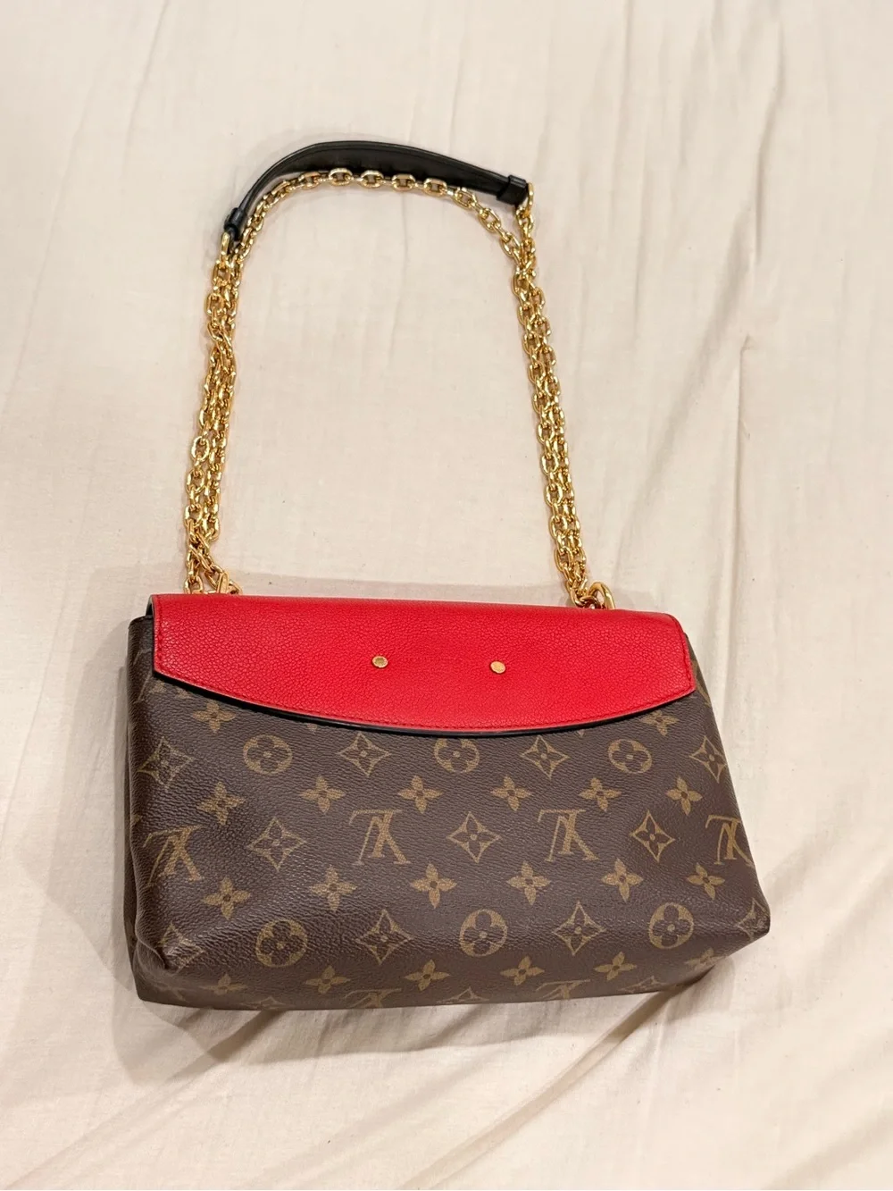 Louis Vuitton Saint Placide brown monogram with red trim